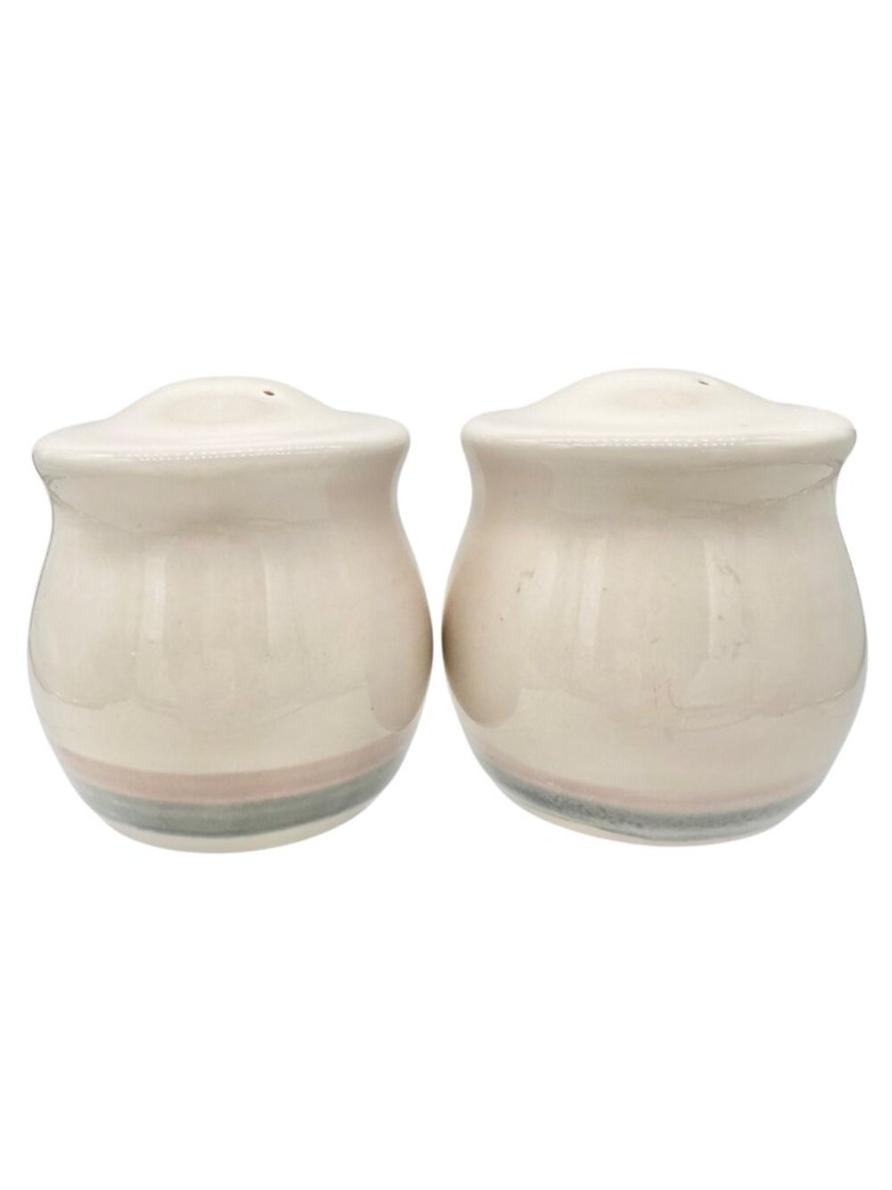Handmade Ceramic Salt and Pepper Shakers With Pastel Stripes 2.5 inches Tall